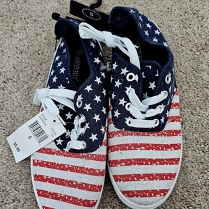 Patriotic Kids Sneakers - Red, White, and Blue